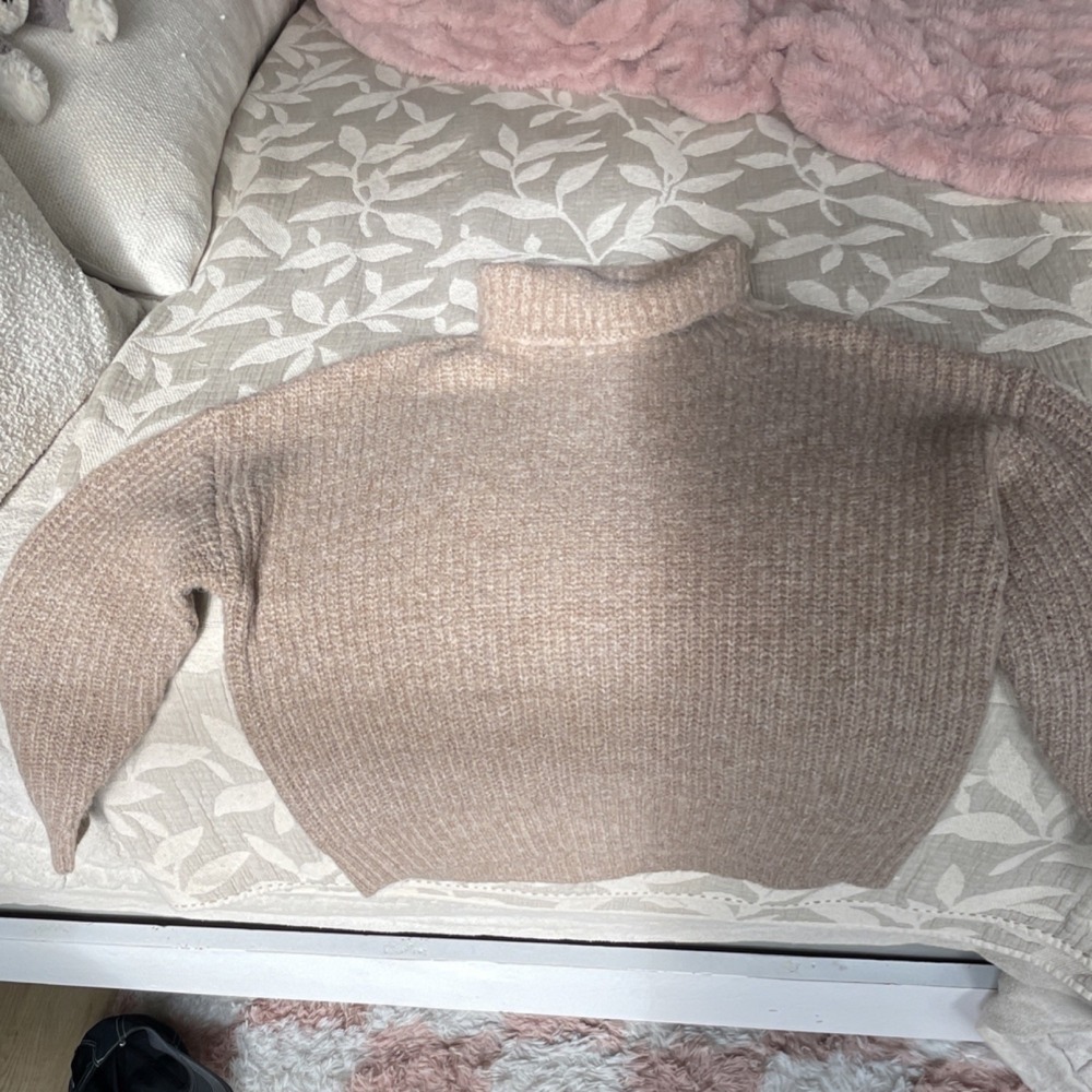 Pistola Women's M Camel Solid Ribbed Knit Turtleneck Pullover Sweater